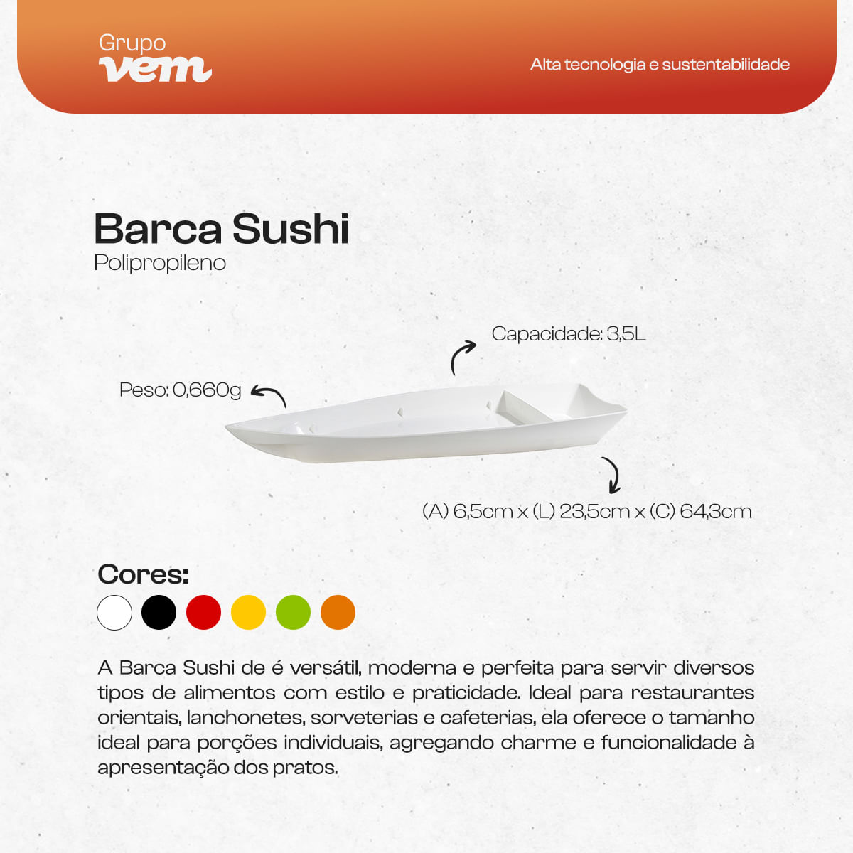 Barca Sushi 3,5L Verde em Polipropileno - Imagem 4